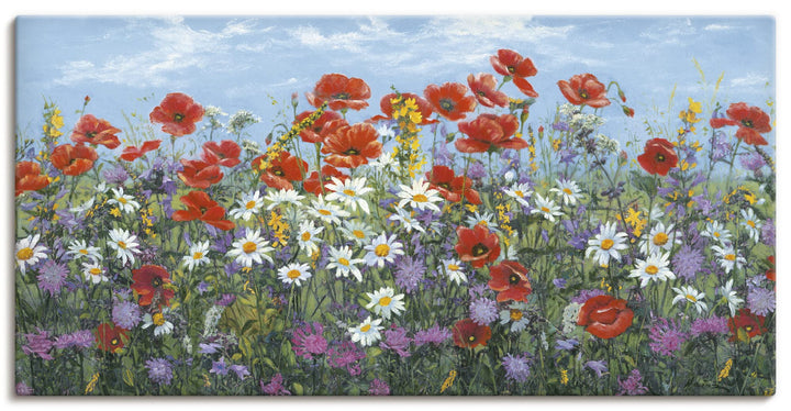 ARTland Leinwandbilder Wandbild Bild auf Leinwand 100 x 50 cm Botanik Blumenwiese Malerei Bunt A7SR