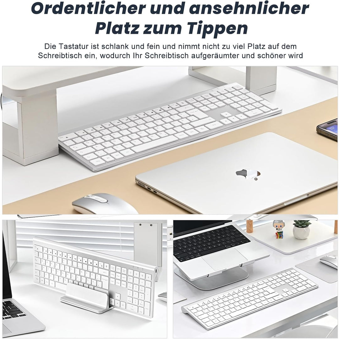 cimetech Tastatur Maus Set Kabellos, Ultra-Dünne Wiederaufladbare Kabellose Tastatur und Maus Ergono