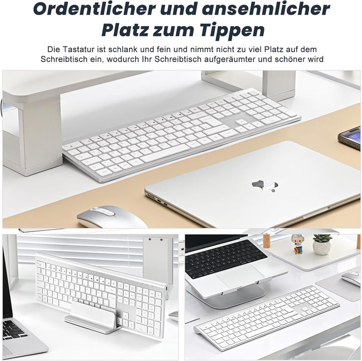 cimetech Tastatur Maus Set Kabellos, Ultra-Dünne Wiederaufladbare Kabellose Tastatur und Maus Ergono