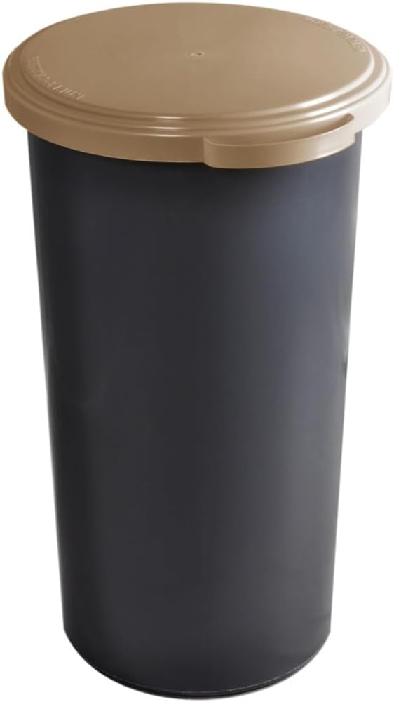 KUEFA 60L Müllsackständer mit flachem Deckel - Gelber Sack Mülleimer (Cappuccino), Cappuccino