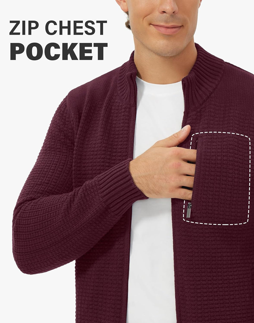 Pioneer Camp Herren Strickjacke Mit Reissverschluss Stehkragen Cardigan Herren Zip Sweaters Fein-Str