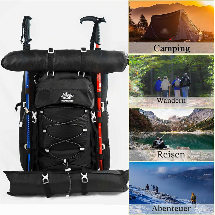 60L wanderrucksack Wander camping rucksack, mit Regenschutz, Kletterrucksack für Damen und Herren, R