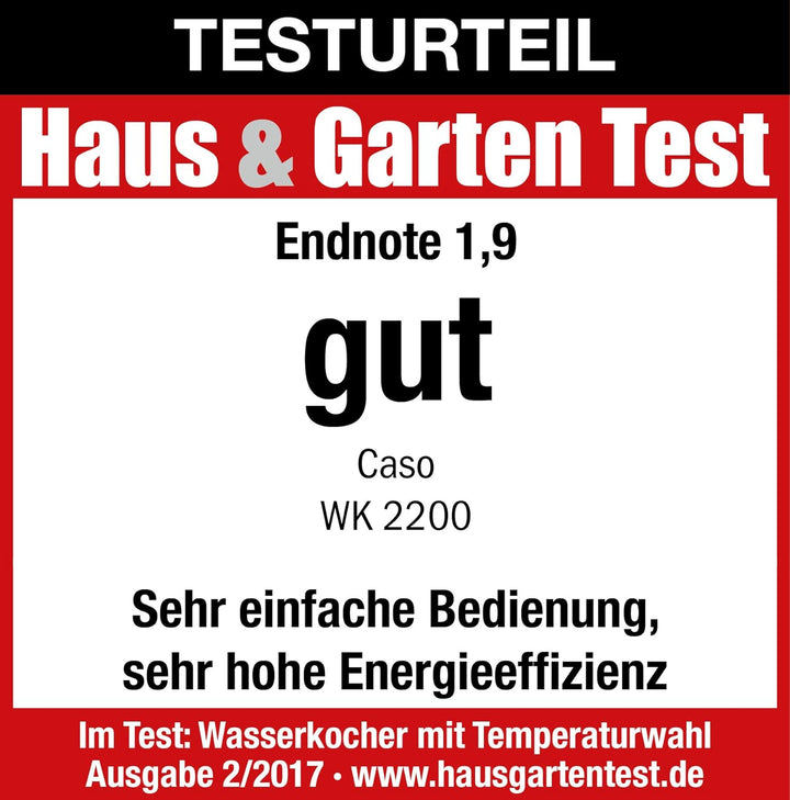 Caso WK 2200 electric kettle 1.7 L 2200 W Black Stainless steel