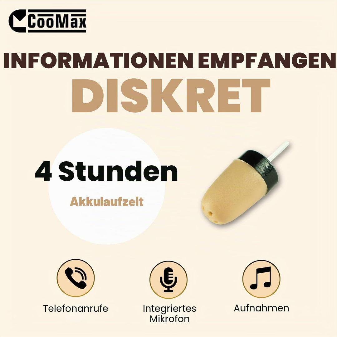 Spion Kopfhörer Kabellos Supermini Unsichtbare Kopfhörer mit Mikrofon Handy Prüfung - Mini Spionage