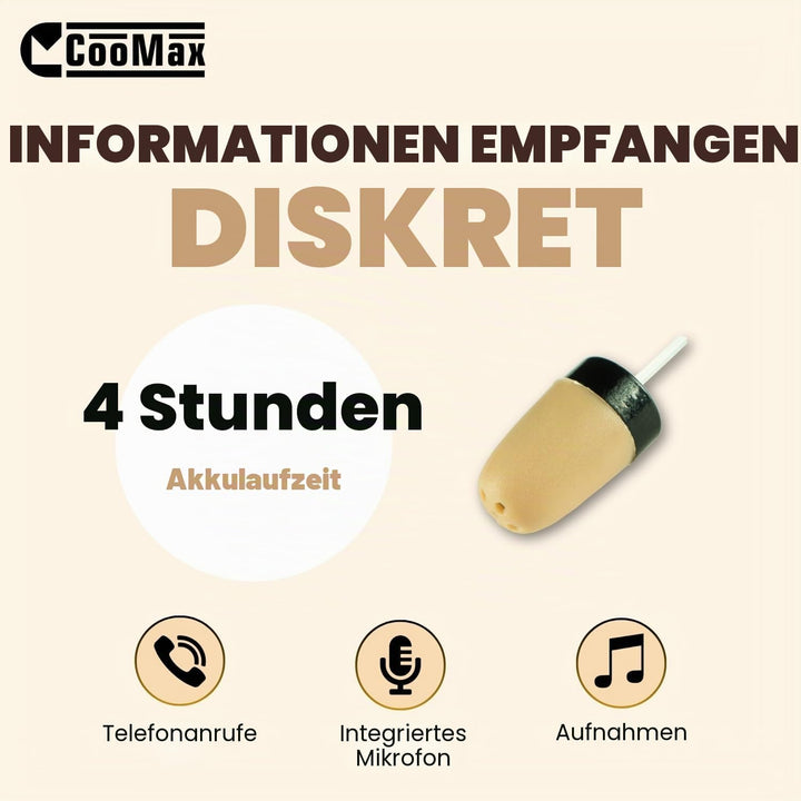 Spion Kopfhörer Kabellos Supermini Unsichtbare Kopfhörer mit Mikrofon Handy Prüfung - Mini Spionage