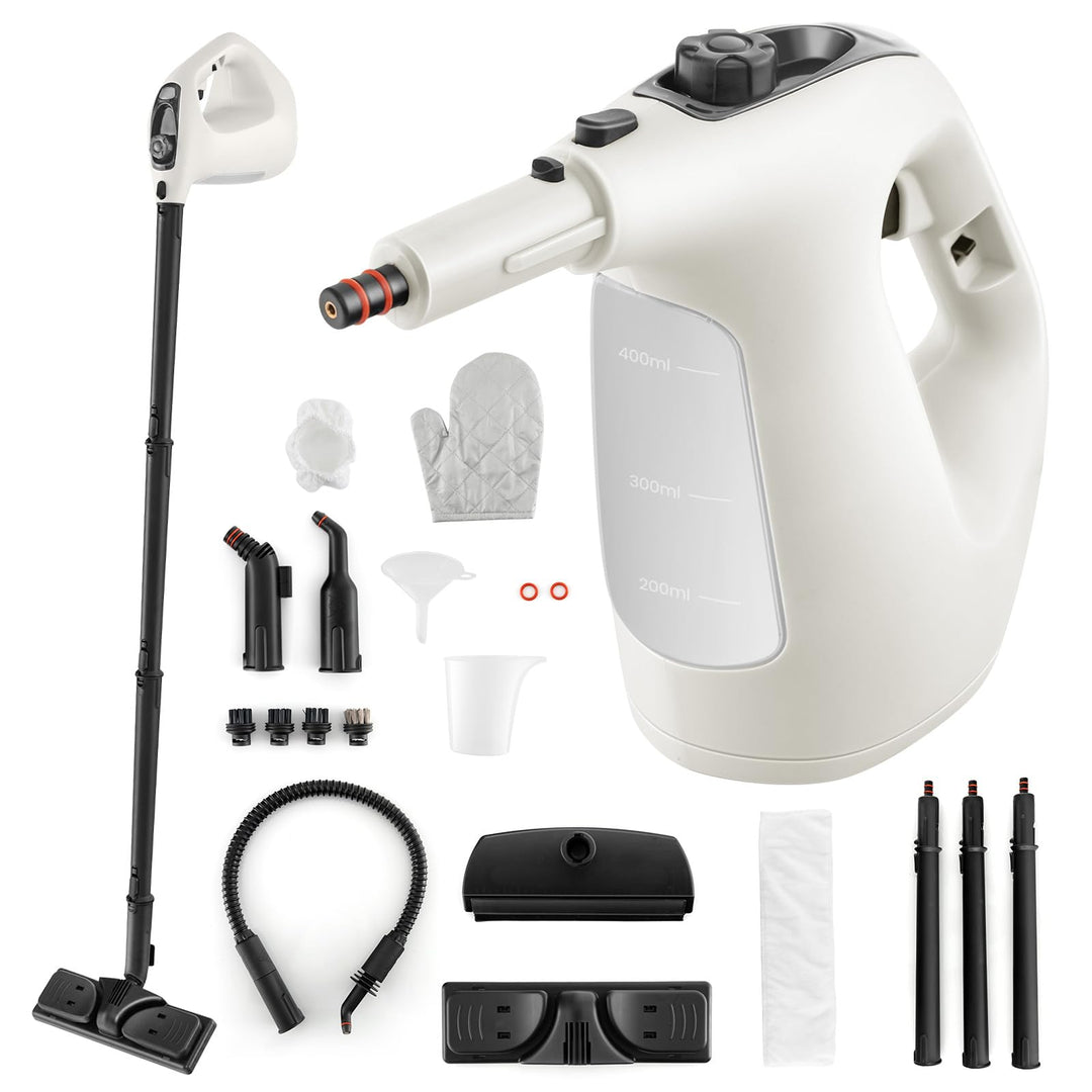 FANTASK Handdampfreiniger 1500W, Tank: 400 ML, Temperatur: bis zu 125℃, Aufheizzeit: 1 min., Dampfdr