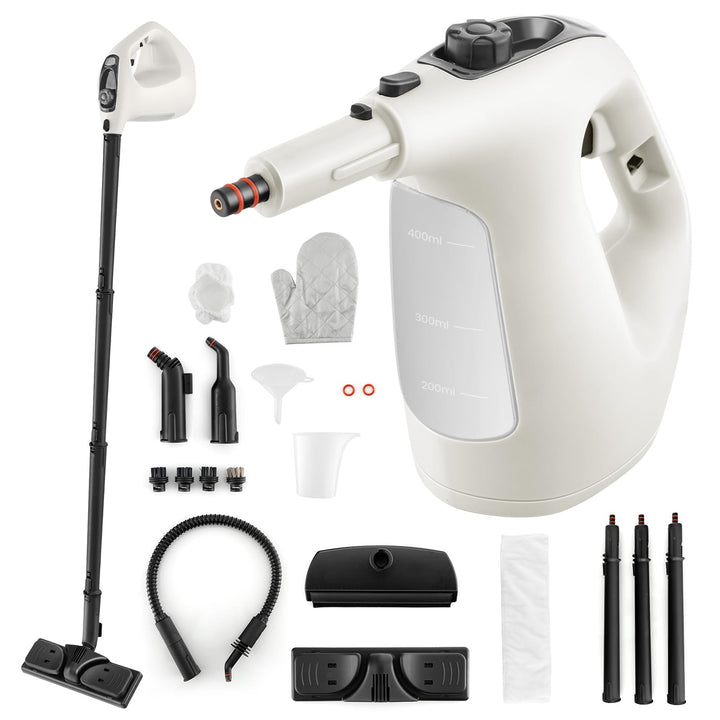FANTASK Handdampfreiniger 1500W, Tank: 400 ML, Temperatur: bis zu 125℃, Aufheizzeit: 1 min., Dampfdr