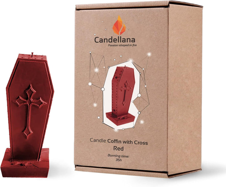 Candellana Sarg Deko Kerze - Halloween Deko - Gothic Deko - Grunge Deko Kerze - Heavy Metal Deko - P