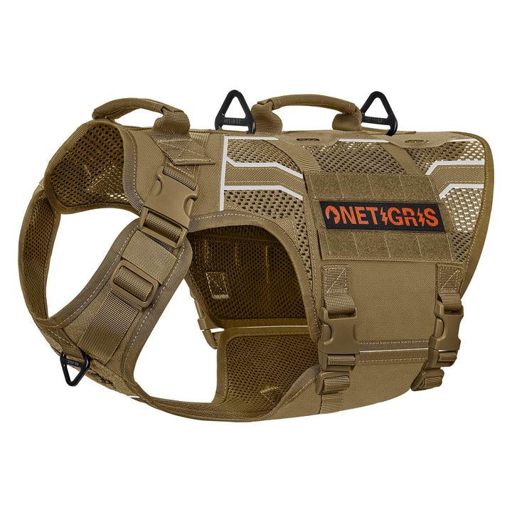 OneTigris Hundegeschirr, AIRE Armor Mesh Einstellbar Sicherheitsgeschirr mit 2 Griffe und 3 D-Ringen