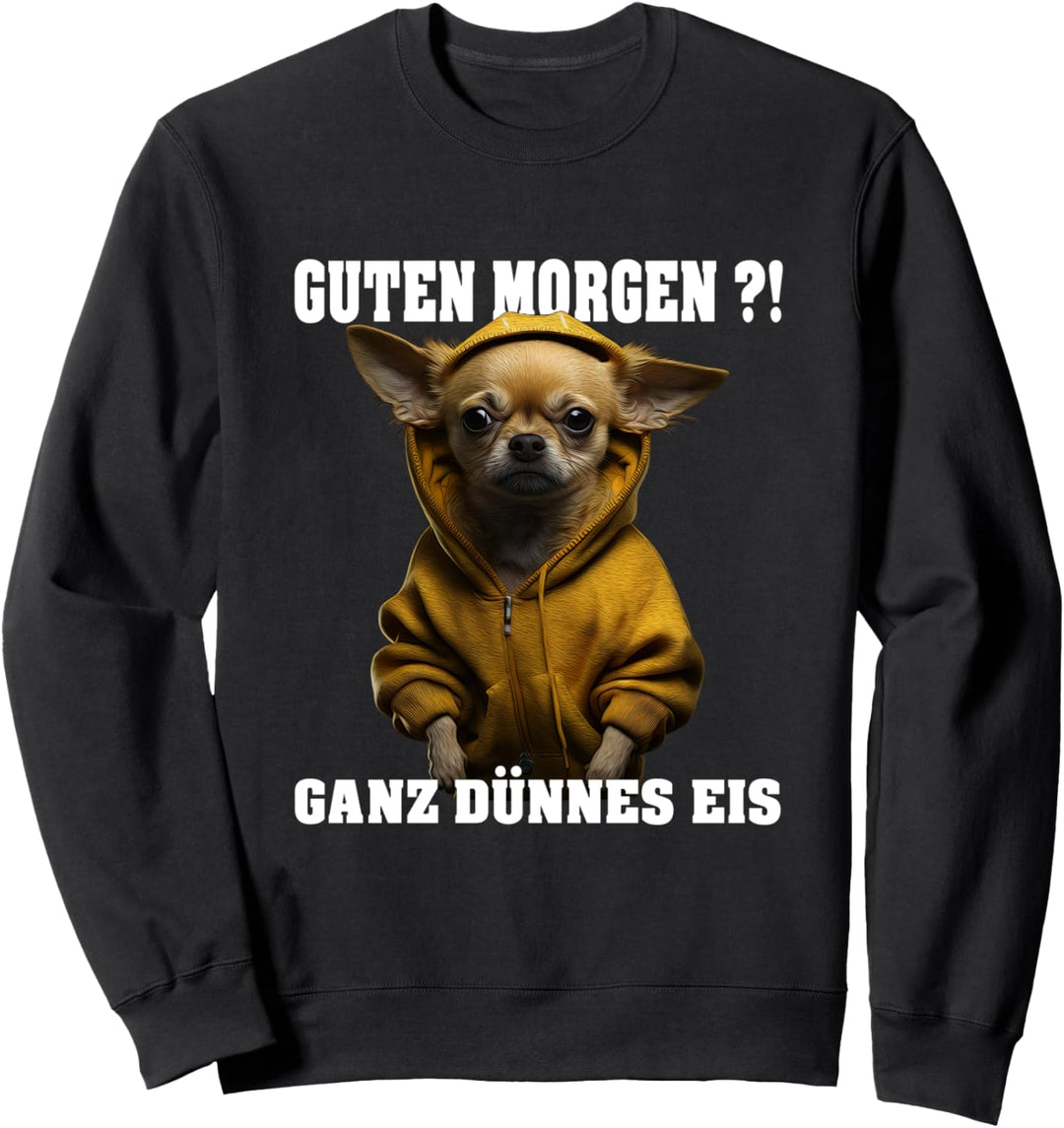 Chihuahua mit Hoodi, Guten Morgen?! Ganz dünnes Eis Sweatshirt