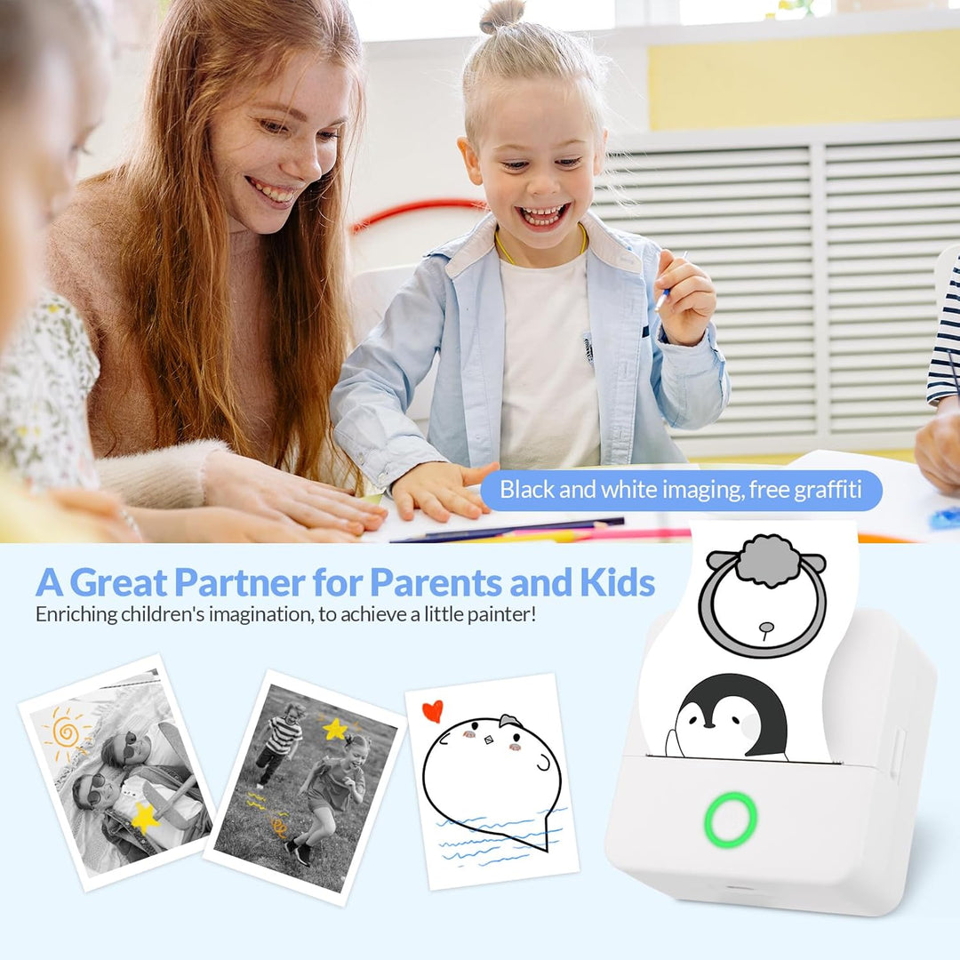 Mini Drucker tragbarer Mini Printer, Mini Fotodrucker Wireless Taschendrucker Thermodrucker Smartpho