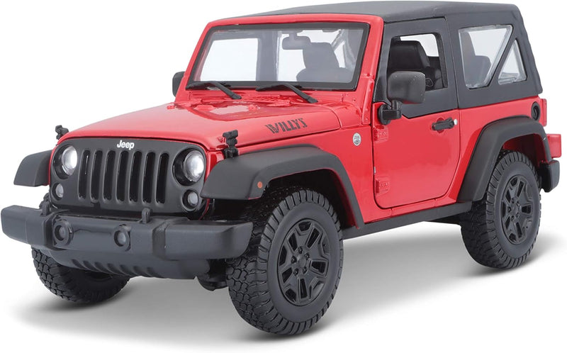 Maisto Jeep Wrangler 2014, Modellauto mit Federung, Massstab 1:18, Türen und Motorhaube beweglich, F