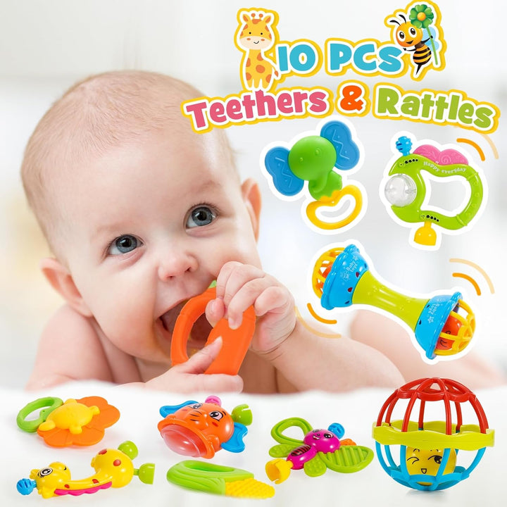 Tsokize Baby Spielzeug 0 3 6 9 Monate, 14 Pcs Rasseln Beissring Set Baby Spielzeug ab 0 3 6 9 Monate