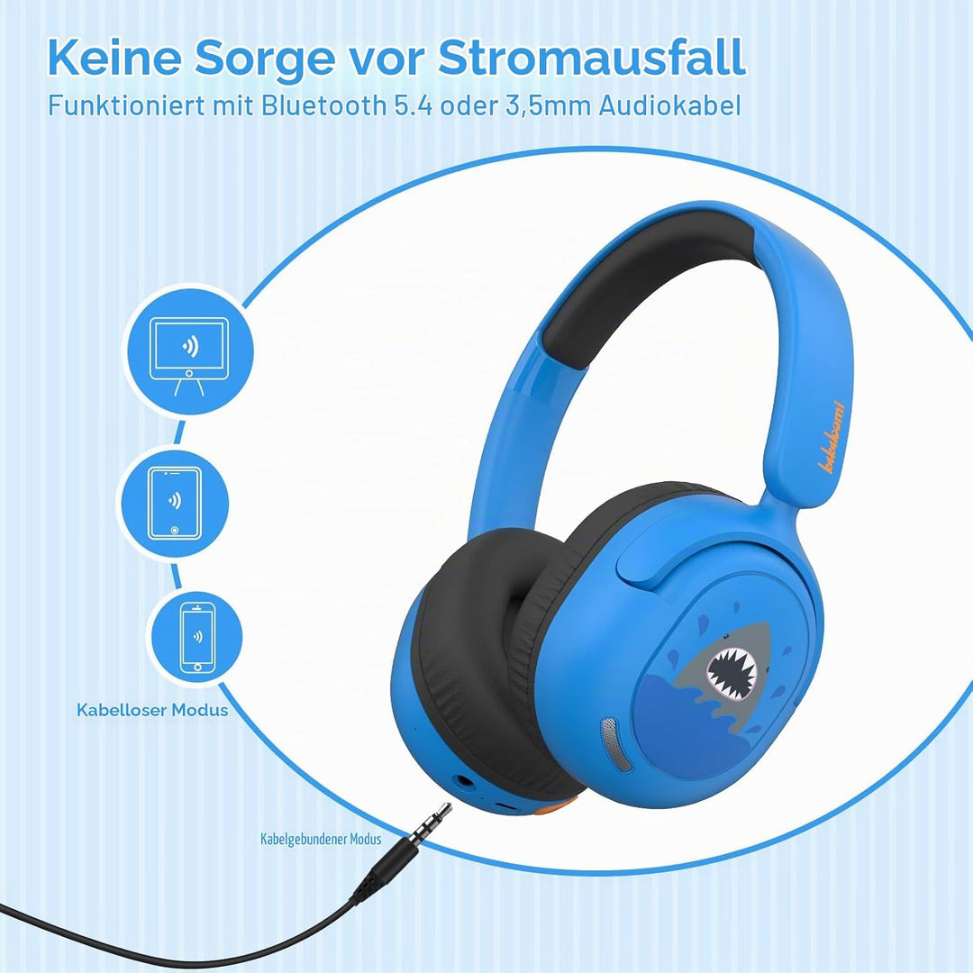 Bluetooth Kopfhörer Kinder, Kabellose KinderKopfhörer mit Mikrofon, 40H Wiedergabe, 74/85/94dB Einst