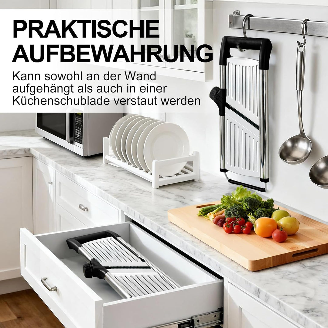 Masthome Gemüsehobel Mandoline, Multifunktion Gemüseschneider Edelstahl mit Schnittfesten Handschuhe