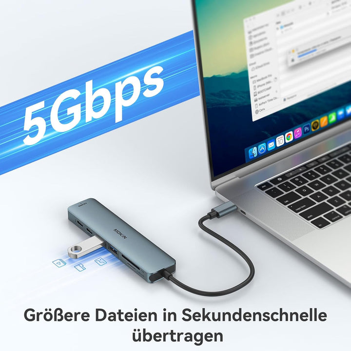 USB C Hub, Multiport Adapter für MacBook Pro/Air, 7 in 1 MacBook Adapter USB C auf HDMI Hub, 2USB 3.