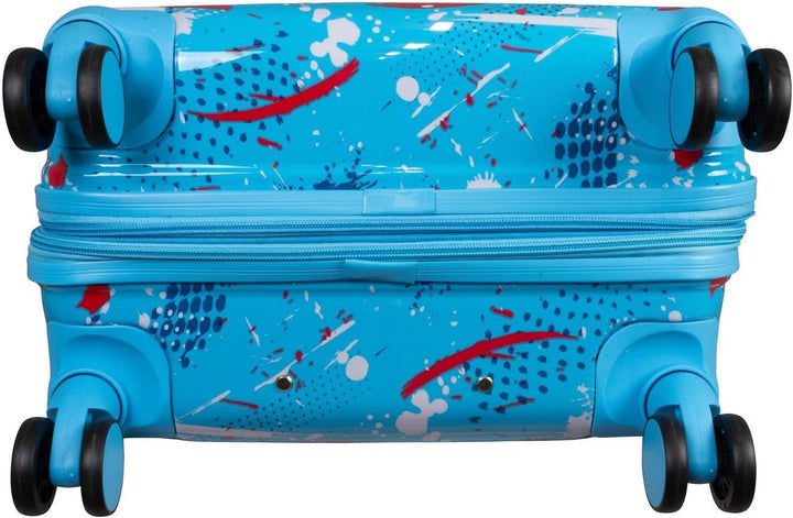 Hartschalen Koffer Trolley Cespara mit Dehnfalte mit modernem Motiv Print - Farbe Hellblau - Gr. XL