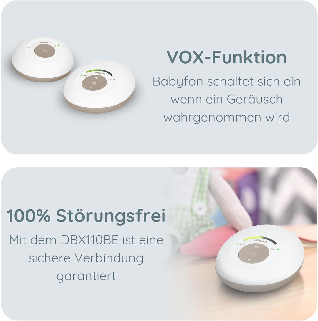 Alecto DBX110 Babyphone Audio - digitales Babyphone mit DECT - 300 m Reichweite - kompaktes Design -