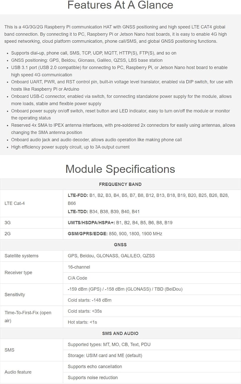 Waveshare SIM7600G-H M.2 4G Hat for Raspberry Pi LTE CAT4 High Speed Global Coverage Multi Band 4G/3