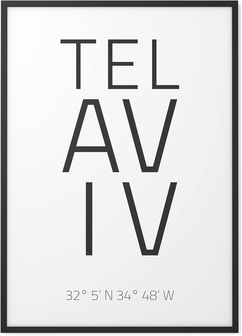 Papierschmiede® Geo Poster Koordinaten Tel Aviv, A1 Stadt Poster als Wanddeko für Wohnzimmer Schlafz