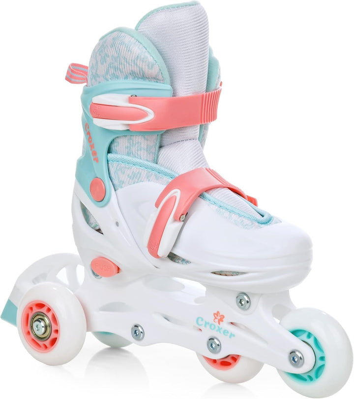 4in1 Inlineskates/Triskates/Rollschuhe/Schlittschuhe mit LED Leuchtrad verstellbar 26-29 (15,5cm-18c