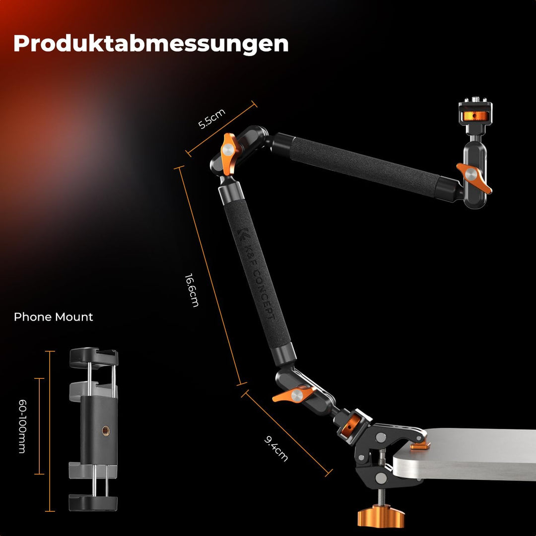 K&amp;F CONCEPT 22" Magic Arm mit Klemme, Spezial für Tischkamera, Monitor arm, Mikrofon arm, Handyhalte