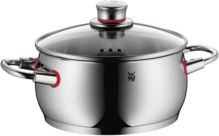 WMF Quality One Topfset Induktion 4-teilig, Kochtopf Set mit Glasdeckel, Cromargan Edelstahl poliert