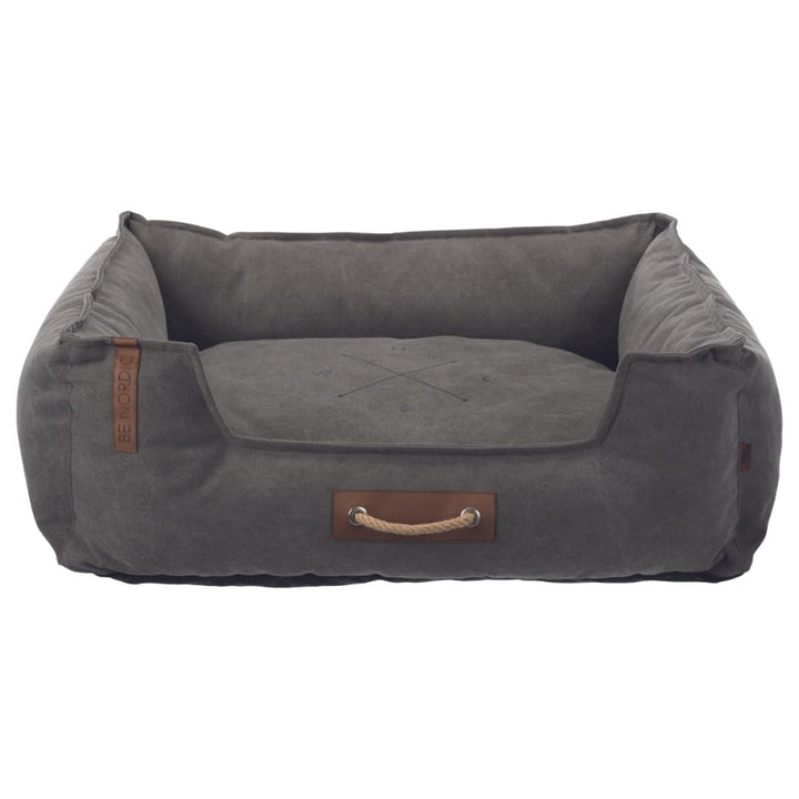 TRIXIE Hundebett BE Nordic Föhr 60x50 cm in dunkelgrau – eckiger Hundekorb für kleine & grosse Hunde