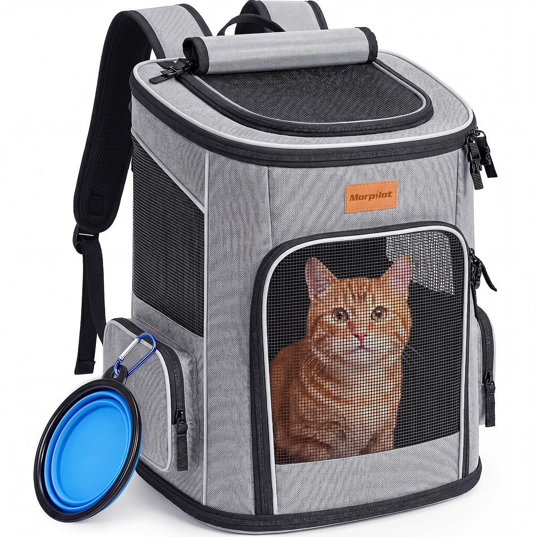 Morpilot Katzenrucksack Hunderucksack für Katzen und Kleine Hunde 7kg, Faltbare Haustier Rucksack mi