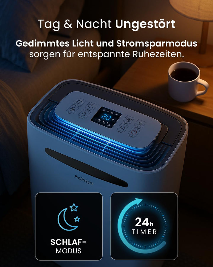 Pro Breeze® 20L/Tag smarter luftentfeuchter elektrisch mit digitalem Feuchtigkeitsanzeiger Schlafmod