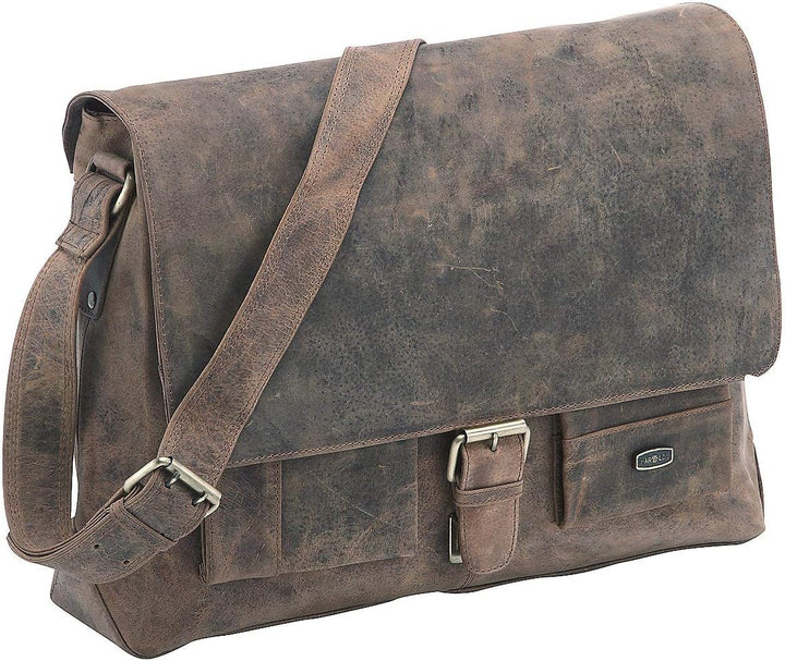 Harold's Kuriertasche 40 x 30 x 10 cm Rind-Leder Messenger Schulter-Tasche 391403 taupe, Taupe