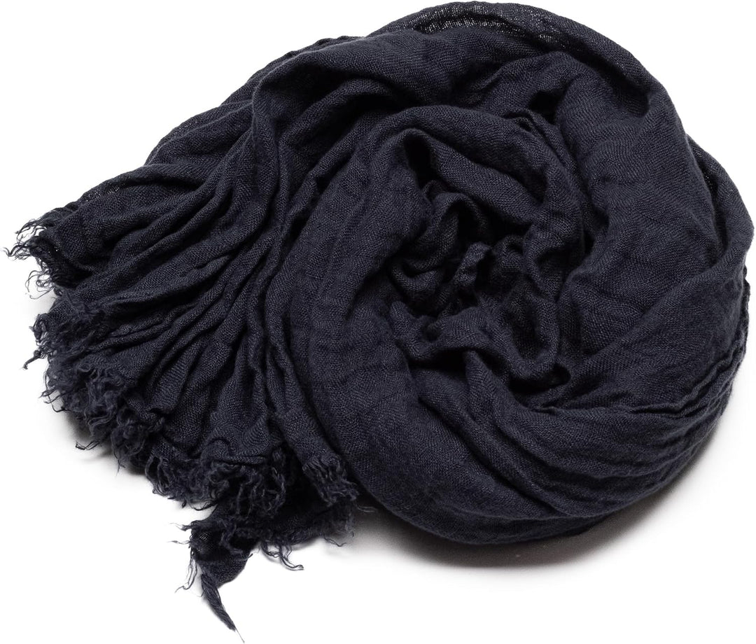 LinenMe - 100% Leinen Sommerschlal 100 x 200 cm Garza Fringe - Leichter Schal Herren Damen Unisex -
