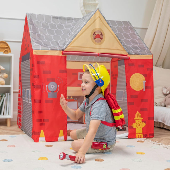 Selonis Spielhaus Spielzelt Feuerwehrhaus Faltbares Für Kinder Realistisches Design Langlebige Und S