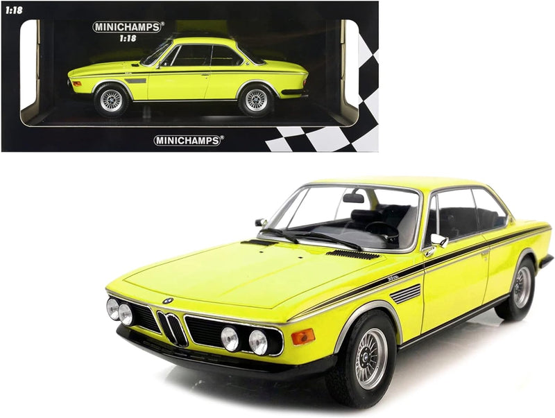 Minichamps 155028130-1:18 BMW 3.0 CSL-1971-Yellow Sammlerauto Miniaturauto, gelb