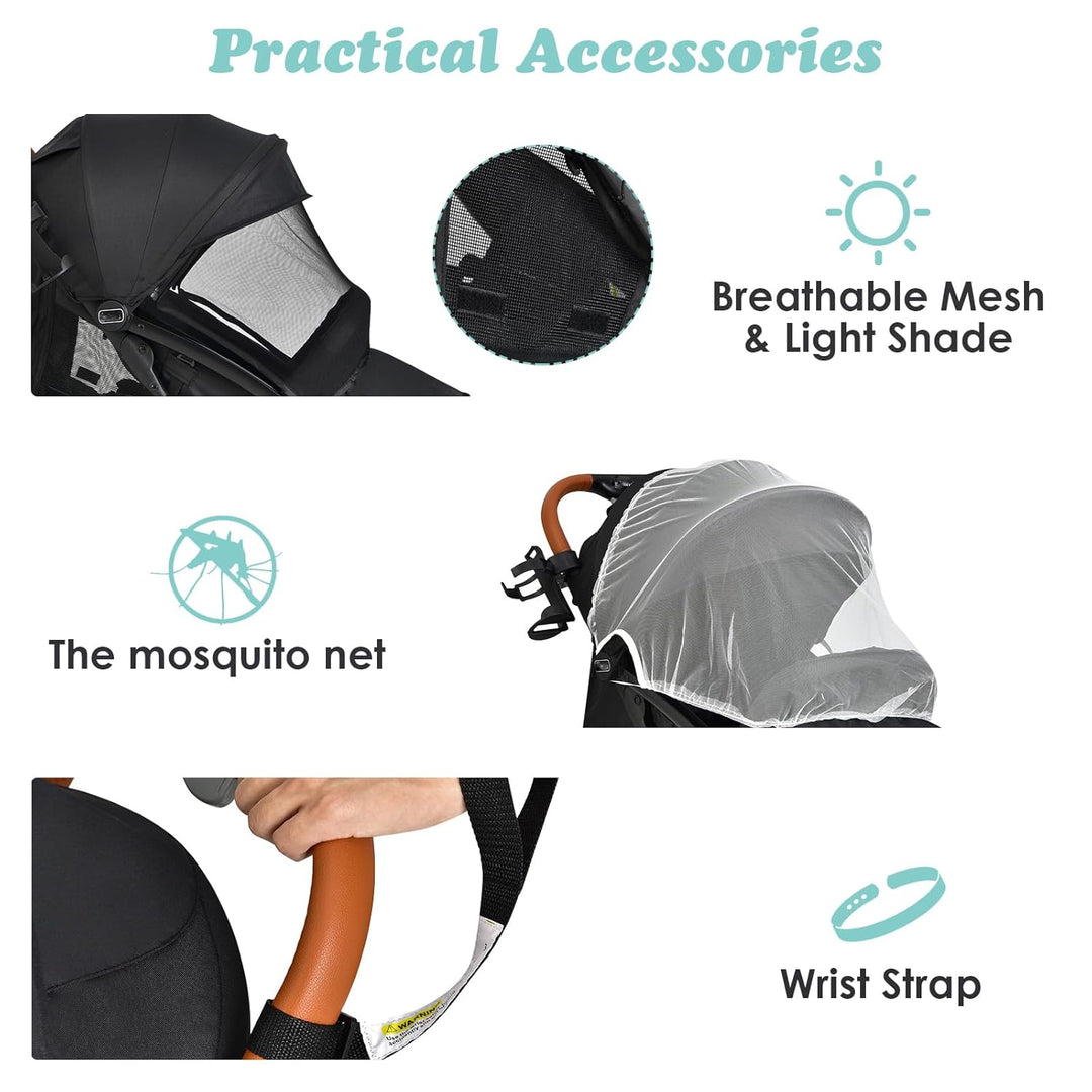 LIFEZEAL Kinderwagen Klappbar, Babywagen Klappbar mit Sonnenschutz, Reisebuggy mit Rückenlehne &amp; Ver
