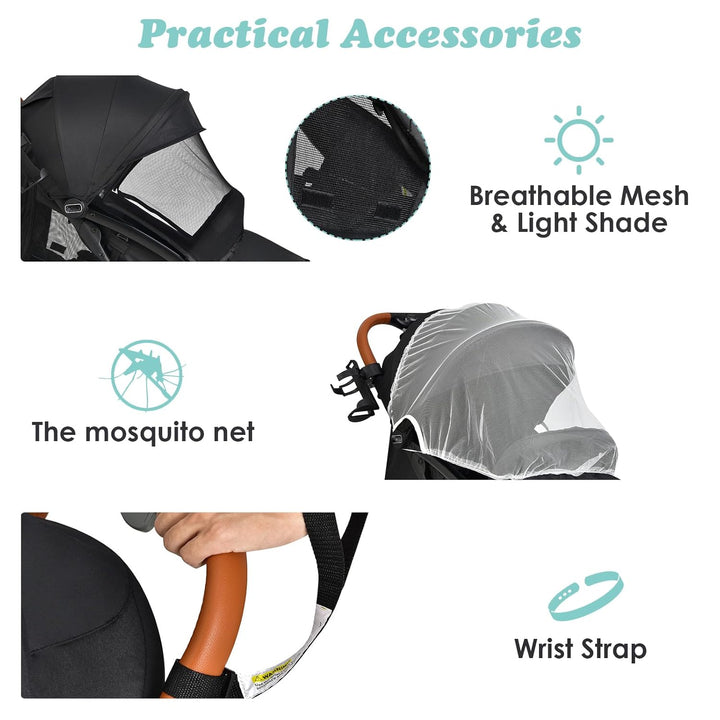 LIFEZEAL Kinderwagen Klappbar, Babywagen Klappbar mit Sonnenschutz, Reisebuggy mit Rückenlehne &amp; Ver