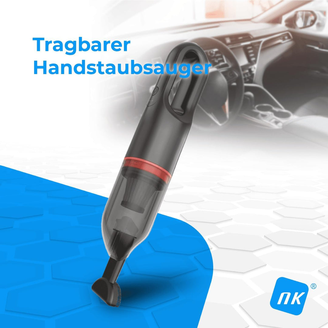 NK Mini Handstaubsauger Kabellos Portabel 6000 PA, 20 Minuten Laufzeit, Zubehör für Auto und Haus, W