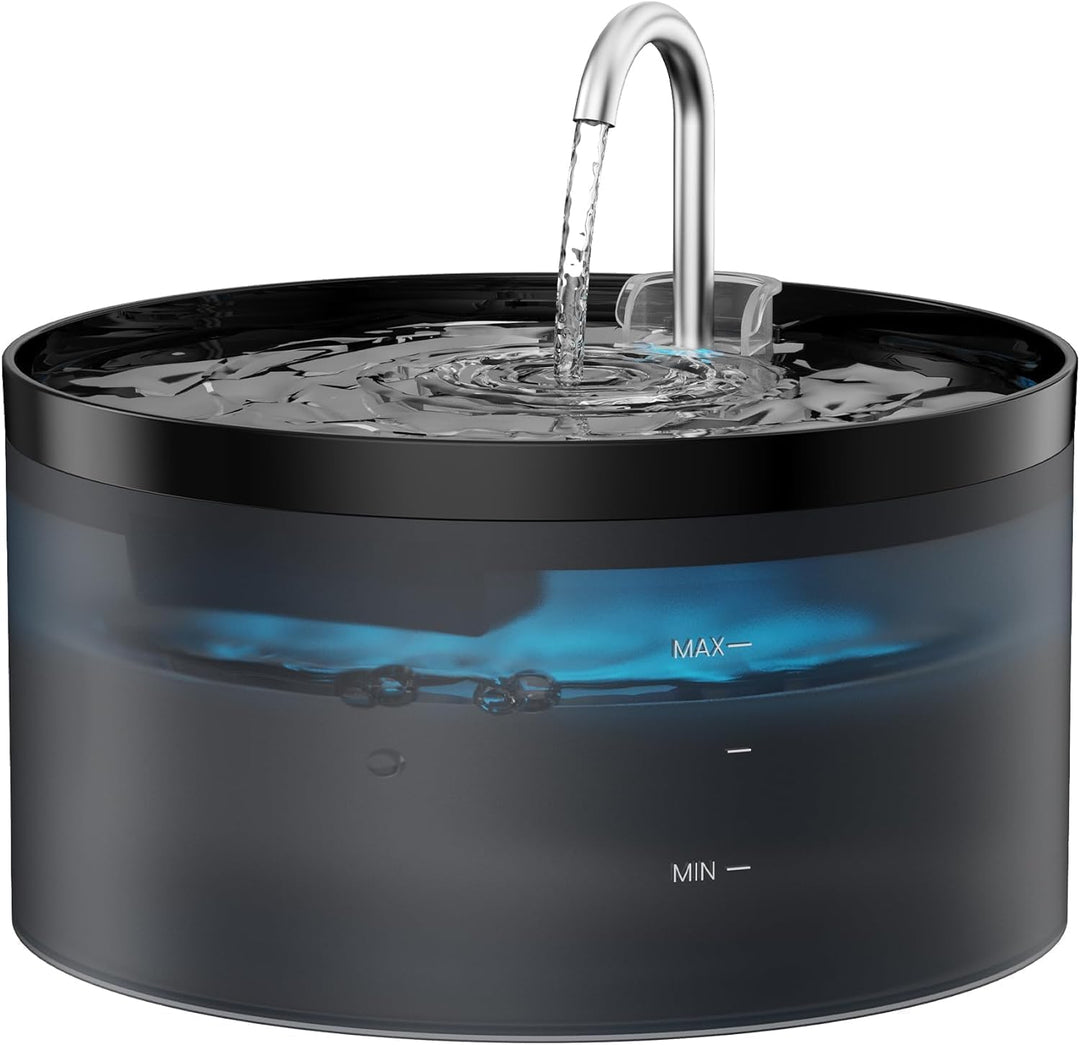 BEMOONY Katzenbrunnen, 3.2L Trinkbrunnen für Katze, Katzenbrunnen für Katzen leise Pumpe mit Led, Ti