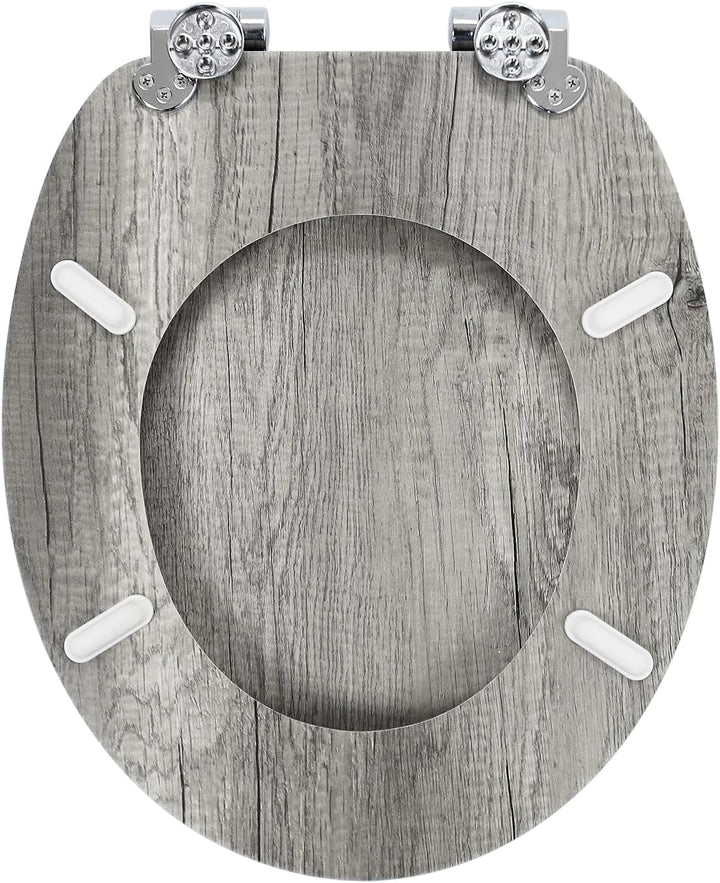 WC Sitz mit Absenkautomatik, hochwertiger Toilettendeckel aus MDF Holz, Einfache Montage Stabiler Kl