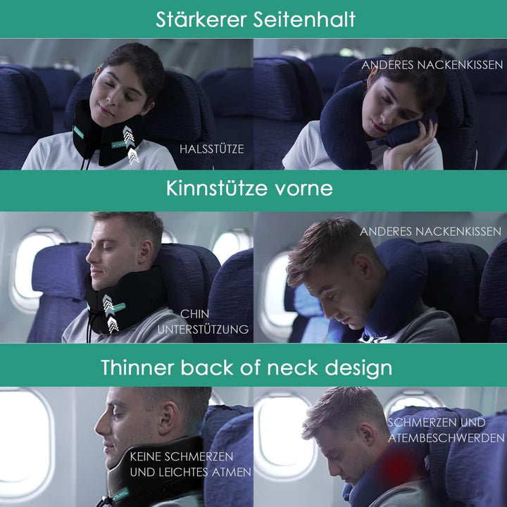 Joscoal Nackenkissen Reise, Komfort Reisekissen Auto-Kopfstütze Luxuriös Flugzeug Kinnstütz Travel P