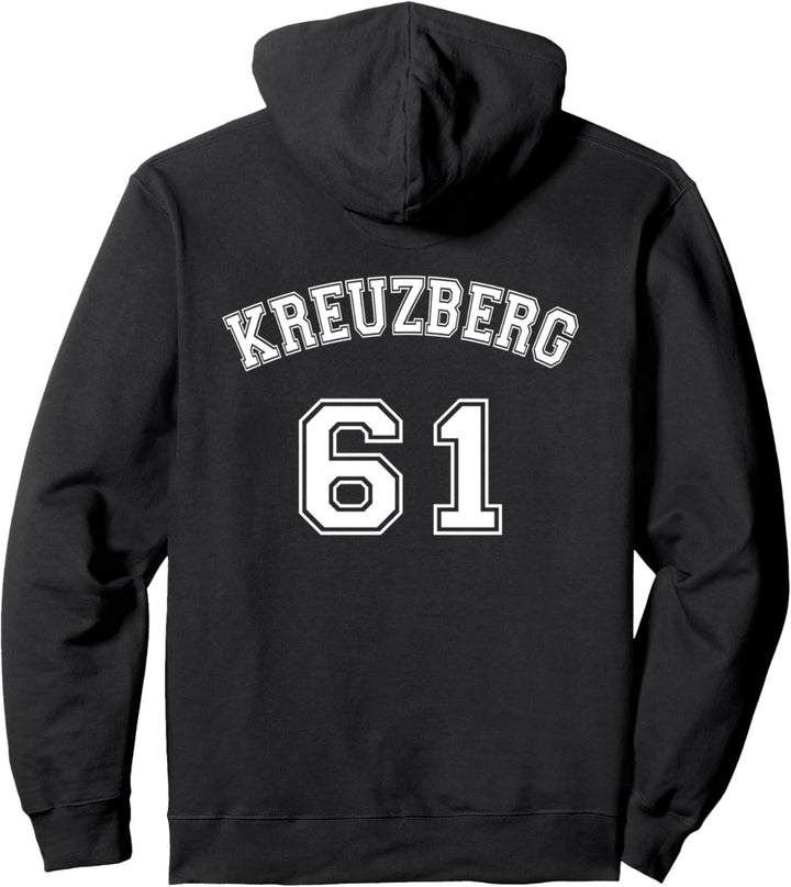 Kreuzberg 61 Berliner Bezirk Nostalgie Design Weisser Text Pullover Hoodie