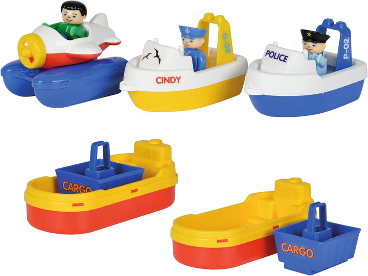 BIG - Waterplay Amsterdam - Wasserbahn blau, 175 x 143 x 27cm grosse Bahn, mit 4 Booten, Wasserflugz