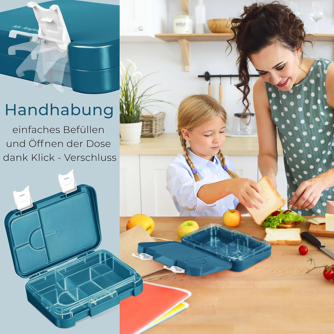 My Vesperbox® Brotdose für Kinder mit Fächern [LEN] - Lunchbox mit Trennfächern - Bento Box - Jausen