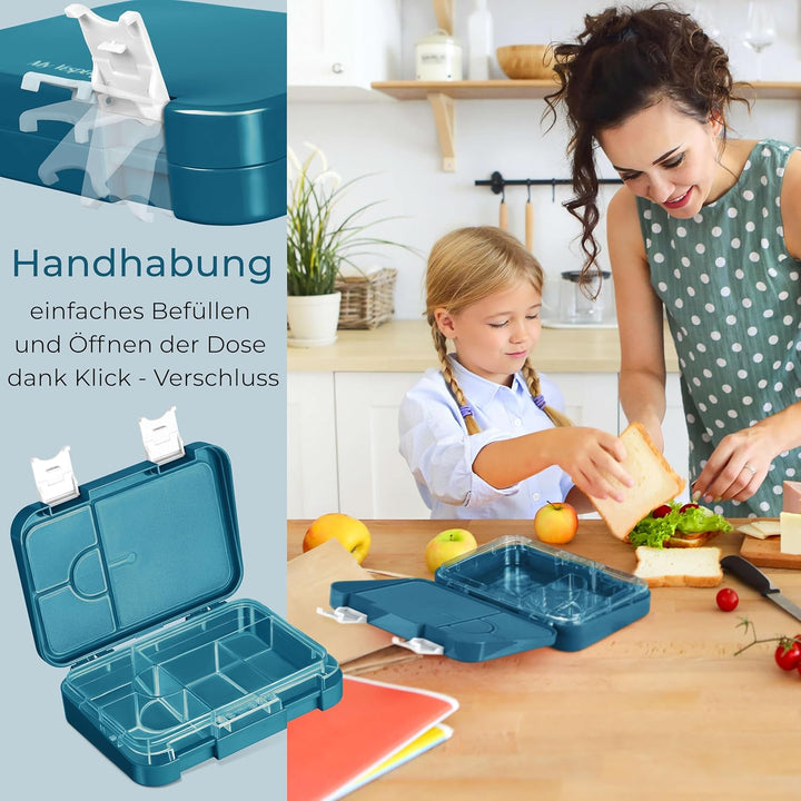 My Vesperbox® Brotdose für Kinder mit Fächern [LEN] - Lunchbox mit Trennfächern - Bento Box - Jausen