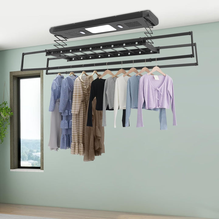 Elektrisch Decken Wäschetrockner, Ausziehbar Deckenmontage Elektrisch Wäscheständer, mit Fernbedienu