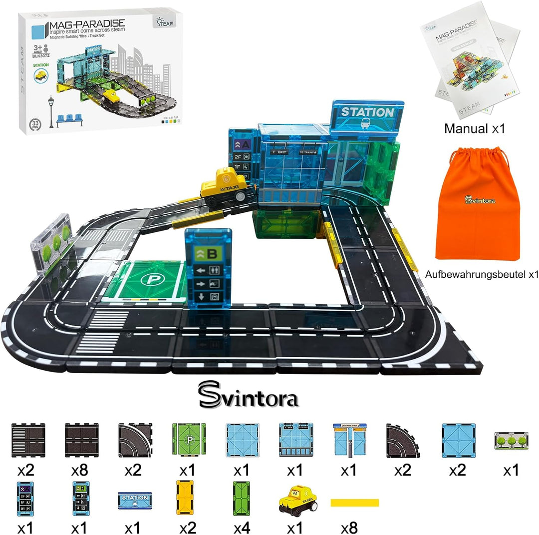 Magnetische Bausteine Spielzeug Set, STEM Montessori Spielzeug, 30 Teile Magnetbausteine für Kinder