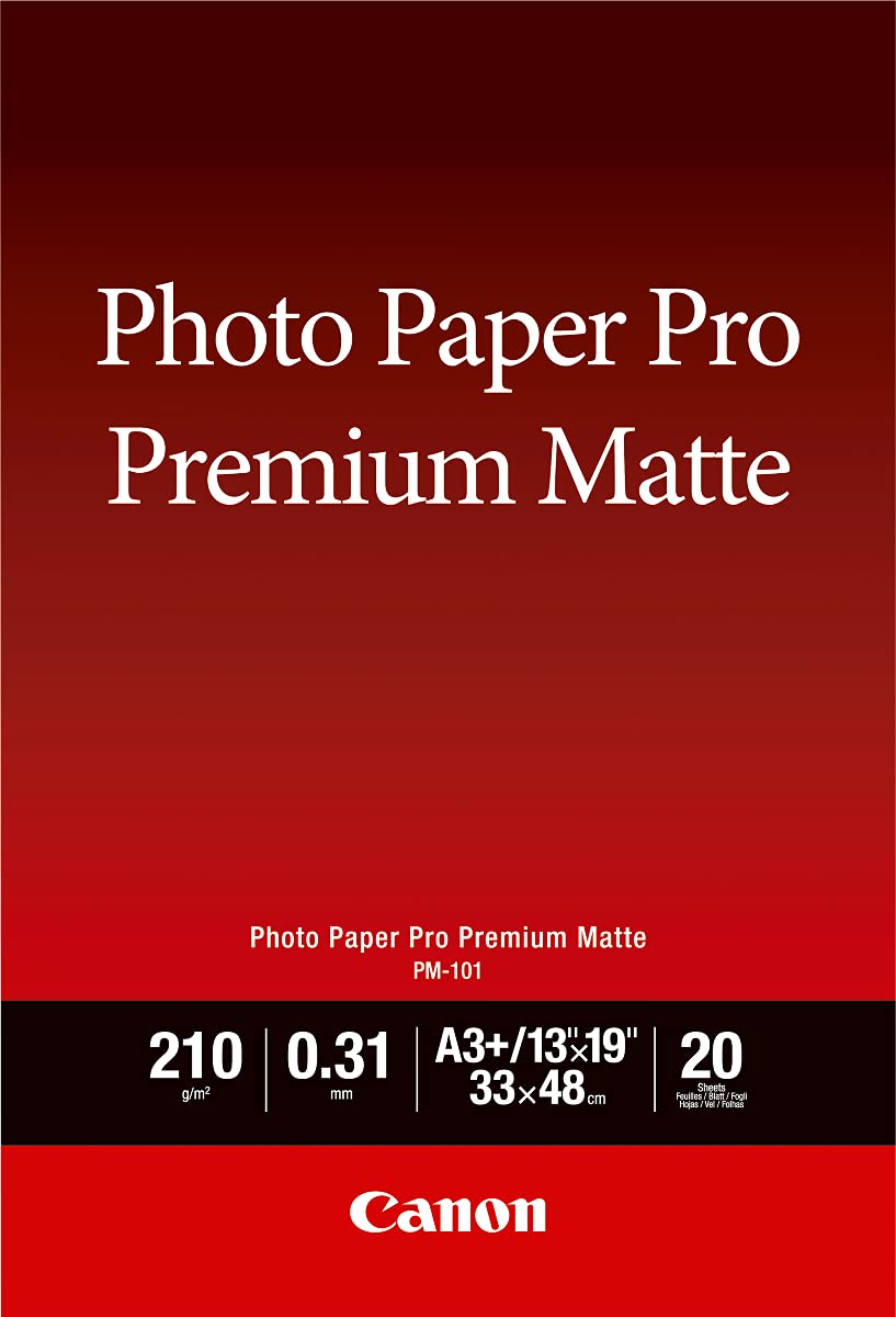 Canon Fotopapier PM-101 Premium matt - DIN A3+, 20 Blatt (210 g/qm) für Tintenstrahldrucker, A3+