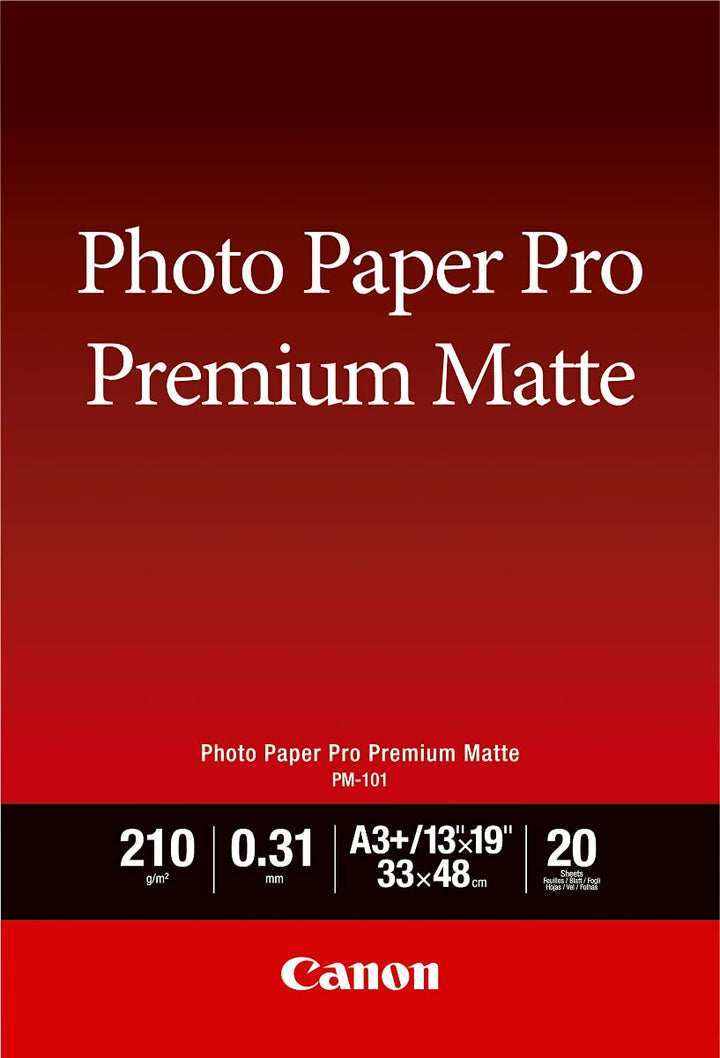 Canon Fotopapier PM-101 Premium matt - DIN A3+, 20 Blatt (210 g/qm) für Tintenstrahldrucker, A3+
