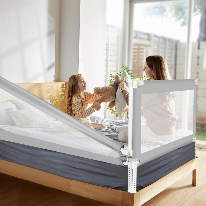 Jopassy Bettgitter 150cm Bettschutzgitter Kinderbettgitter mit U-förmiger Basis, Kinderbettschutzgit