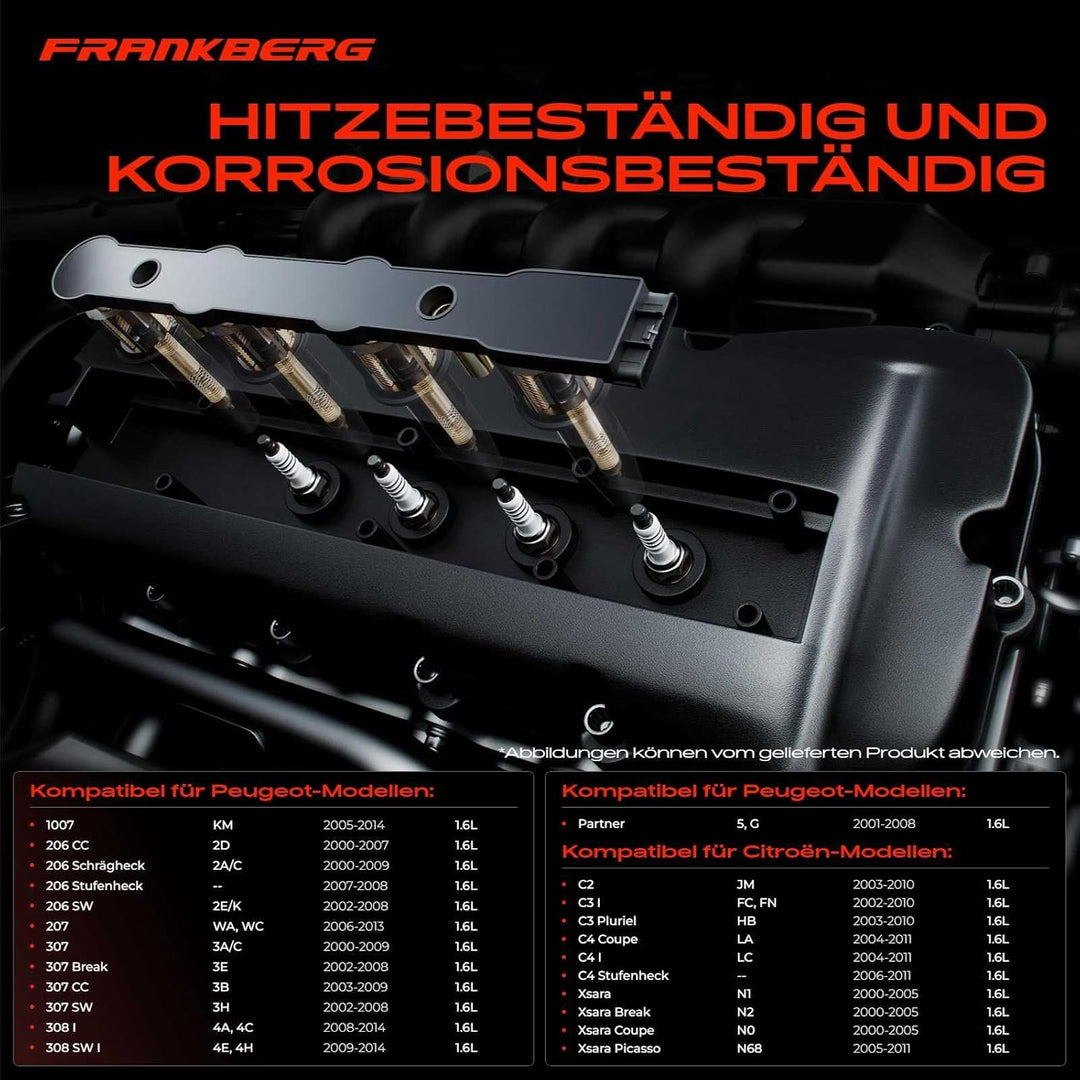 Frankberg Zündspule Zündmodul Kompatibel mit Berlingo 1.6L 2000-2011 C2 1.6L 2003-2009 C3 Pluriel 1.